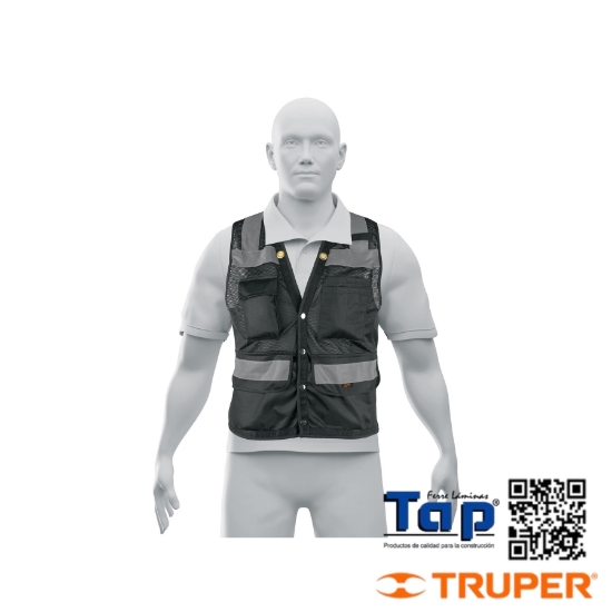 Imagen de CHALECO SEGURIDAD REFOR NEGRO C BOLSAS L EXPERT