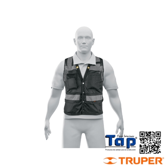 Imagen de CHALECO SEGURIDAD REFOR NEGRO C BOLSAS M EXPERT