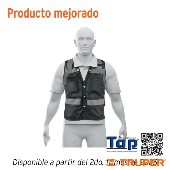 Imagen de CHALECO SEGURIDAD REFOR NEGRO C BOLSAS XL EXPERT