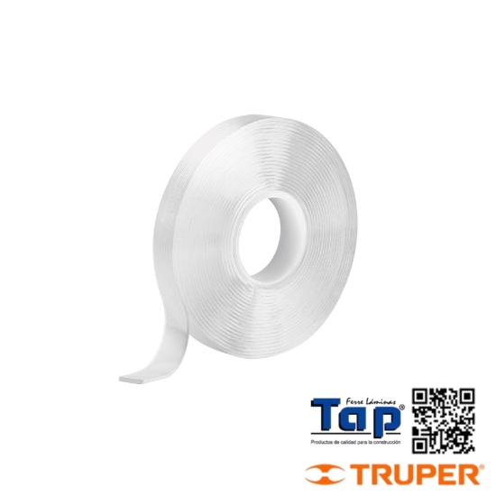 Imagen de CINTA DOBLE CARA REUTILIZABLE TRANSPAREN 3MX10MM TRUPER