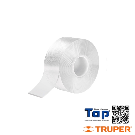 Imagen de CINTA DOBLE CARA REUTILIZABLE TRANSPAREN 3MX30MM TRUPER