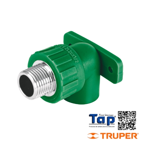 Imagen de CODO OREJA 90° PPR  013 1/2" MACHO C INSERTO METALICO FOSET