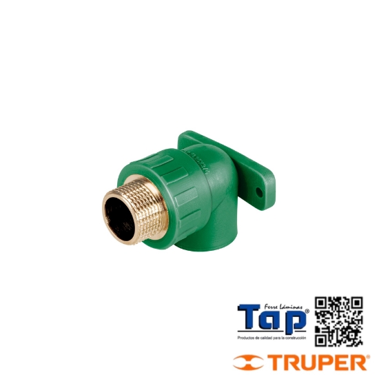 Imagen de CODO OREJA 90° PPR  019 3/4" MACHO C INSERTO METALICO FOSET