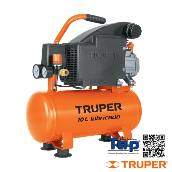 Imagen de COMPRESOR LUBRICADO 10L 051 2 HP HORIZONTAL 127V TRUPER
