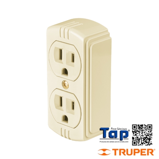 Imagen de CONTACTO DE SOBREPONER DUPLEX2 POLOS+TIERRA GRANEL BASIC