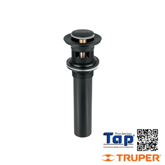 Imagen de CONTRA P LAVABO C REBOSADERO PUSH LATON NEGRO 032 1-1/4"
