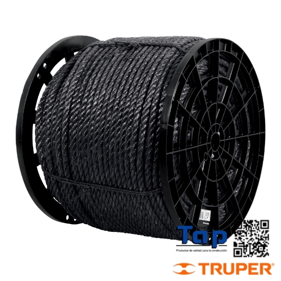 Imagen de CUERDA NEGRA DE POLIPROPILENO 16 MM CARRETE 30KG