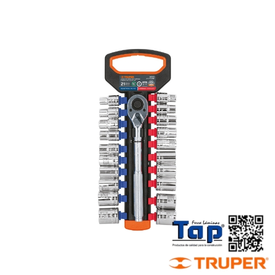 Imagen de DADOS MM Y STD C MATRACA CUA 013 1/2" TRUPER JGO