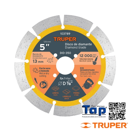 Imagen de DISCO DE DIAMANTE 127 5" P RANURADORA DE CCRETO TRUPER