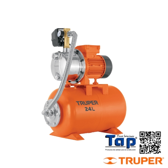 Imagen de EQUIPO HIDRONEUMATICO 24L BOMBA JET INOX. 019 3/4 HP TRUPER