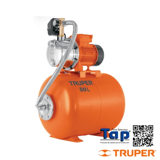 Imagen de EQUIPO HIDRONEUMATICO 50L BOMBA JET INOX. 019 3/4 HP TRUPER