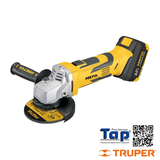 Imagen de ESMERILADORA 114 4-1/2" 20V 1 BATERIA 4AH PRETUL