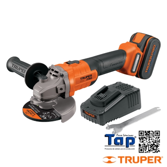 Imagen de ESMERILADORA 114 4-1/2" 20V 1 BATERIA 4AH TRUPER PRO