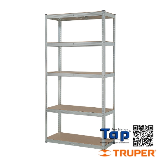 Imagen de ESTANTE METAL 5 REPISAS MDF CAP. 35 KG180X40X90 PRETUL