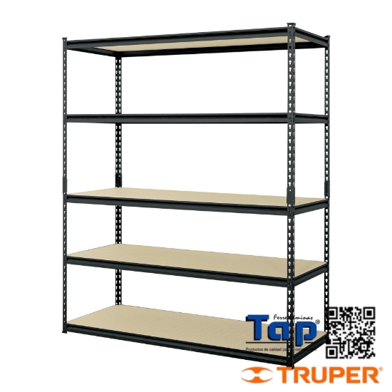Imagen de ESTANTE METAL 5 REPISAS MDP CAP. 60 KG 183X61X152 PRETUL