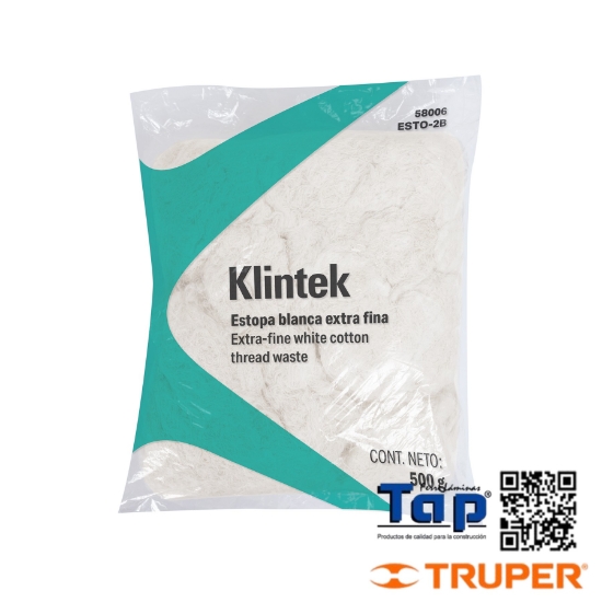 Imagen de ESTOPA EXTRA FINA COLOR BLANCO KLINTEK BOL 012 1/2 KG