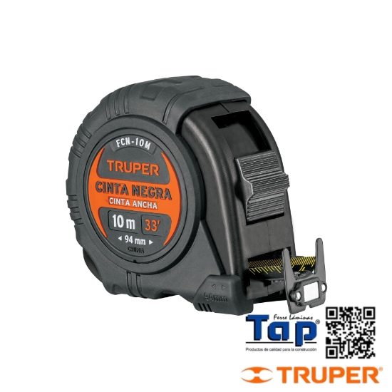 Imagen de FLEXOMETRO CONTRA IMPACTOS 10 M CINTA NEGRA 32 MM TRUPER