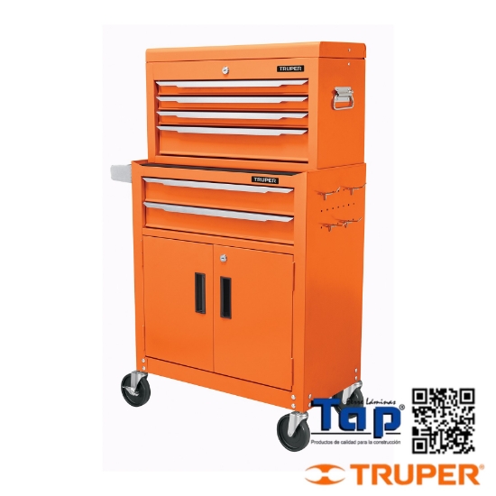 Imagen de GABINETE METALICO MOVIL 6 CAJONES 2 COMPARTIMENTOS TRUPER