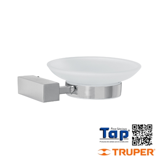 Imagen de JABONERA C PLATO DE VIDRIO CROMO FOSET KUBO