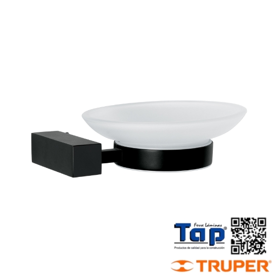 Imagen de JABONERA C PLATO DE VIDRIO NEGRO FOSET KUBO