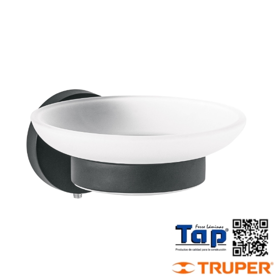 Imagen de JABONERA MET NEGRO C PLATO DE VIDRIO FOSET TUBIG
