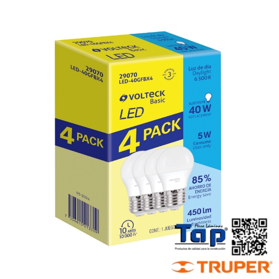 Imagen de LAMPS LED G45 5 W LUZ DE DIA PACK DE 4