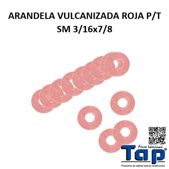 Imagen de ARANDELA VULCANIZADA ROJA P/T SM 3/16x7/8