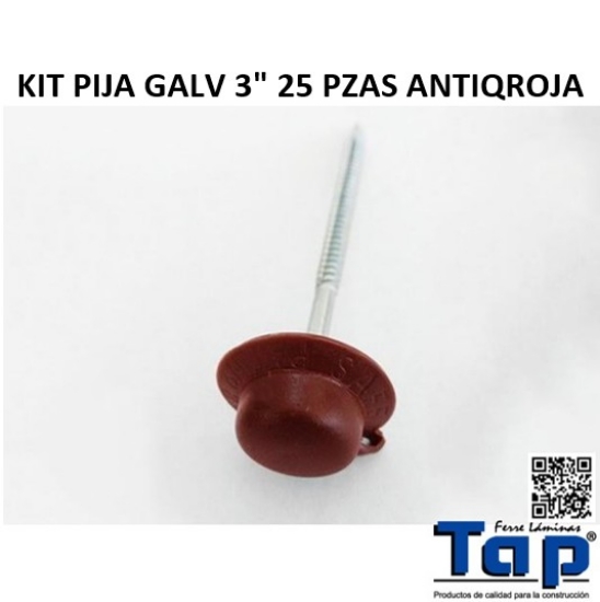 Imagen de KIT PIJA GALV 3" 25 PZAS ANTIQROJA