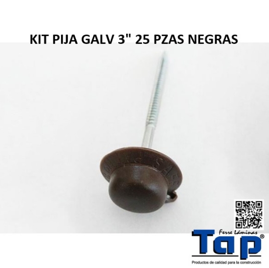 Imagen de KIT PIJA GALV 3" 25 PZAS NEGRAS