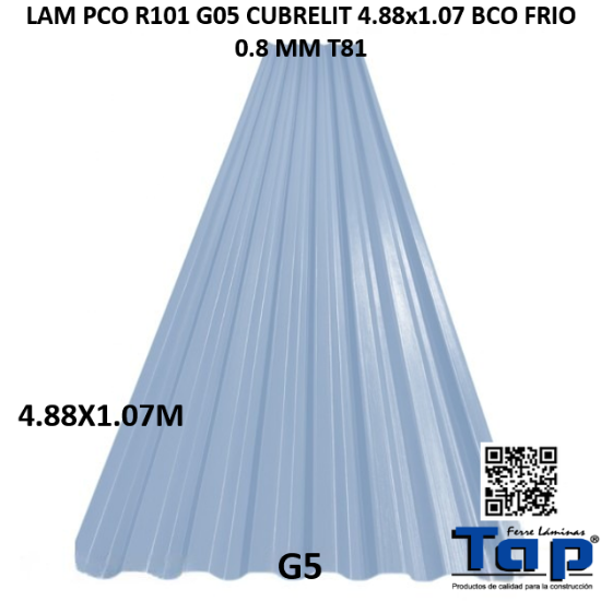 Imagen de LAM PCO R101 G05 CUBRELIT 4.88x1.07 BCO FRIO .008MM T81