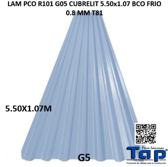 Imagen de LAM PCO R101 G05 CUBRELIT 5.50x1.07 BCO FRIO .008MM T81