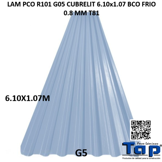 Imagen de LAM PCO R101 G05 CUBRELIT 6.10x1.07 BCO FRIO .008MM T81