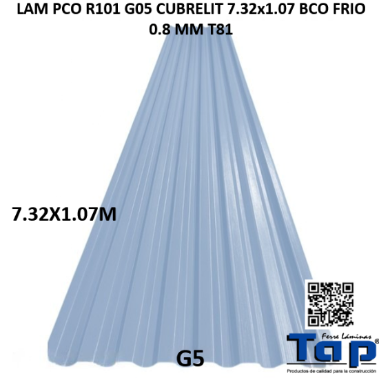 Imagen de LAM PCO R101 G05 CUBRELIT 7.32x1.07 BCO FRIO .008MM T81