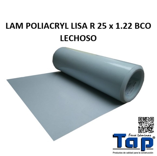 Imagen de LAM POLIACRYL LISA R 25 x 1.22 BCO LECHOSO