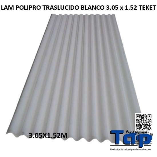 Imagen de LAM POLIPRO TRASLUCIDO BLANCO 3.05 x 1.52 TEKET