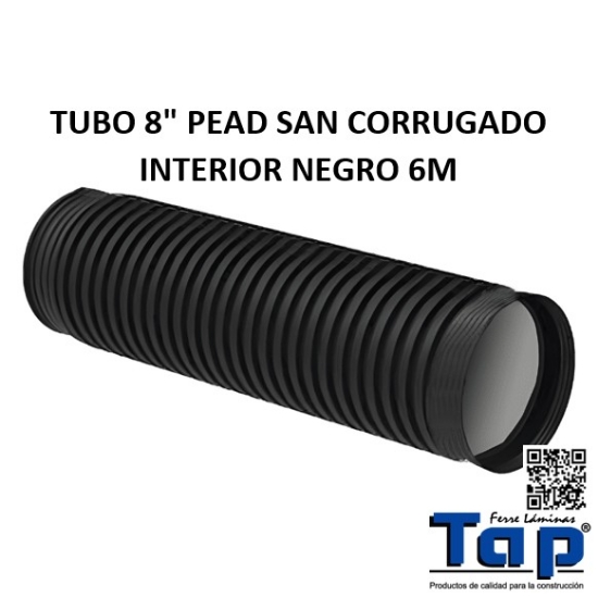 Imagen de TUBO 8" PEAD SAN CORRUGADO INTERIOR NEGRO 6M