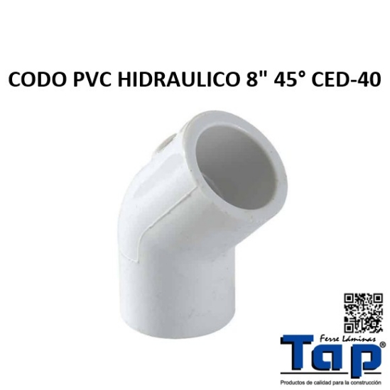 Imagen de CODO PVC HIDRAULICO 8" 45° CED-40