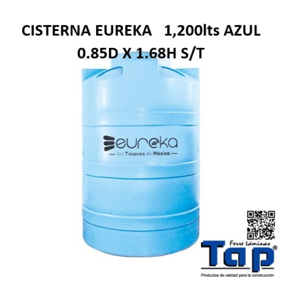 Imagen de CISTERNA EUREKA   1,200lts AZUL 0.85D X 1.68H S/T
