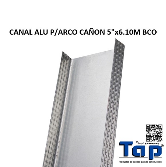 Imagen de CANAL ALU P/ARCO CAÑON 5"x6.10M BCO