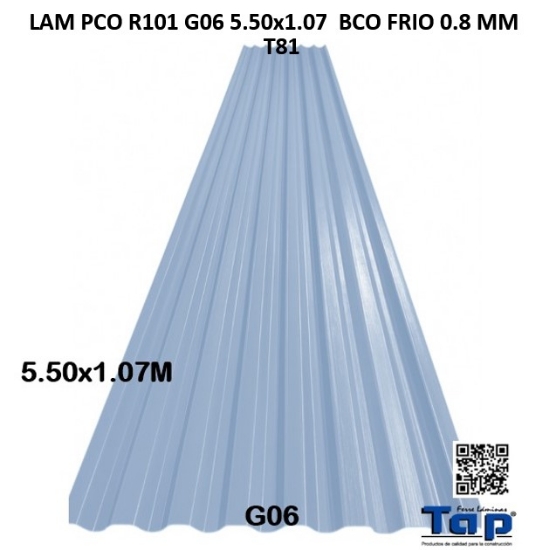 Imagen de LAM PCO R101 G06 5.50x1.07  BCO FRIO 1MM T81
