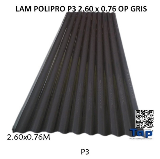 Imagen de LAM POLIPRO P3 2.60 x 0.76 OP GRIS