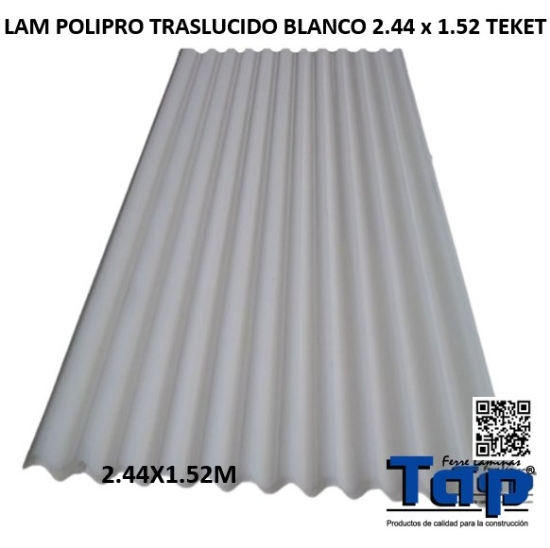 Imagen de LAM POLIPRO TRASLUCIDO BLANCO 2.44 x 1.52 TEKET