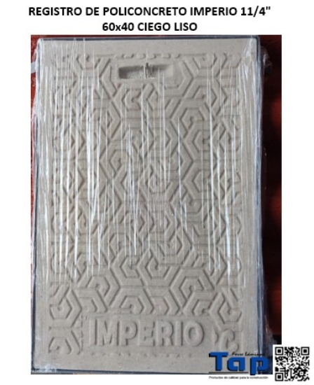 Imagen de REGISTRO DE POLICONCRETO IMPERIO 11/4" 60x40 CIEGO LISO