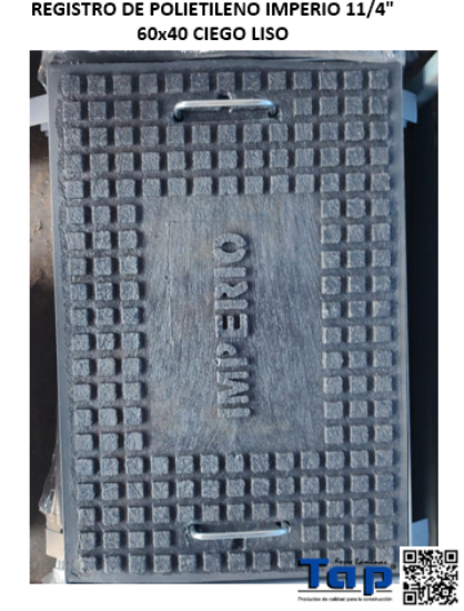 Imagen de REGISTRO DE POLIETILENO IMPERIO 11/4" 60x40 CIEGO LISO